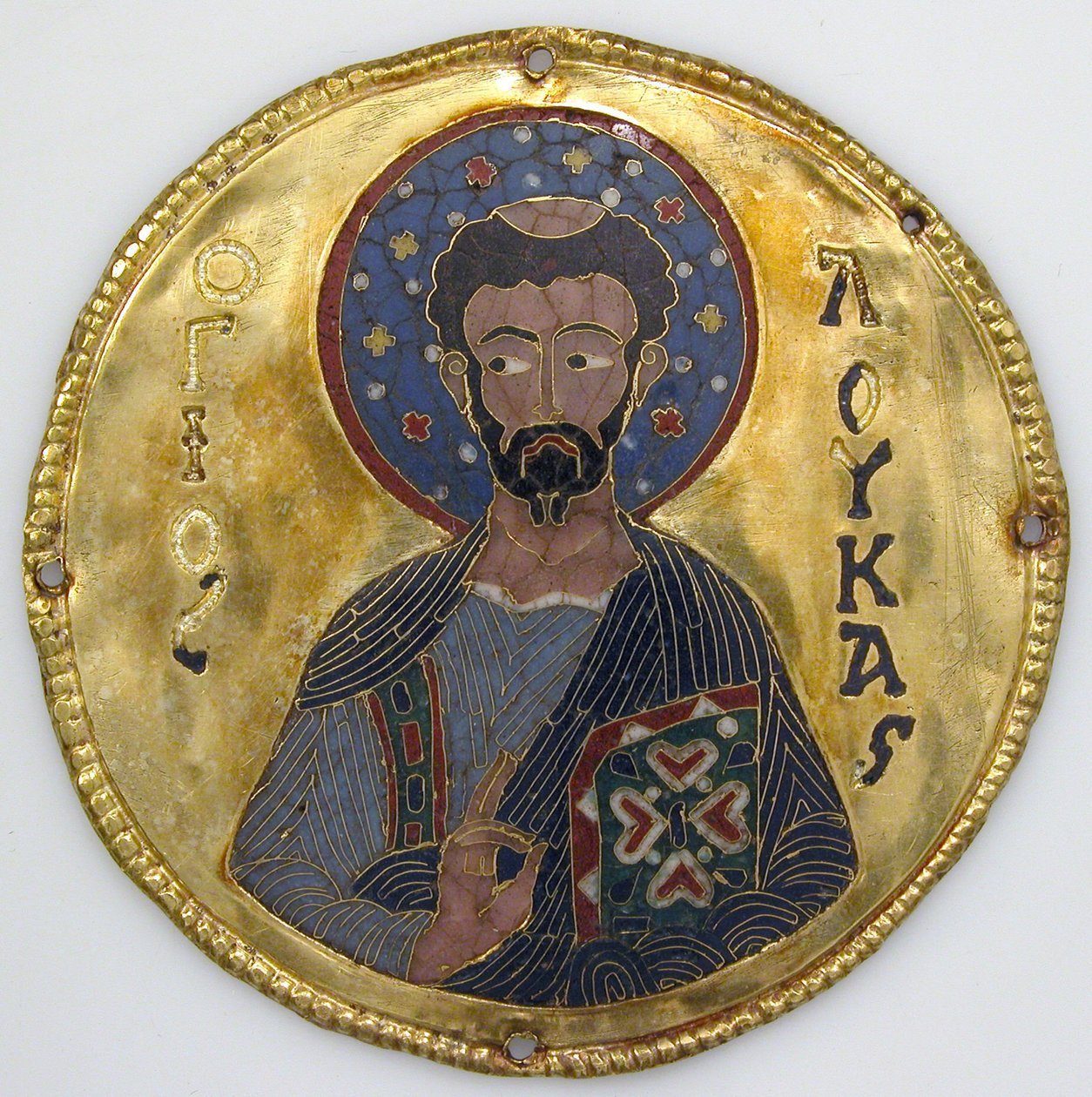 Medallón con San Lucas de un Marco de Icono, c.1100 (oro, plata y esmalte cloisonné) de Byzantine