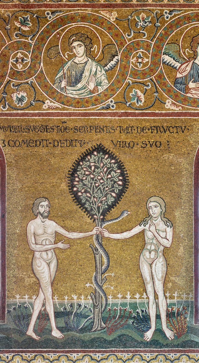 El pecado original, mosaico bizantino, ciclo del Antiguo Testamento-Paraíso Terrenal, XII-XIII seg (mosaico) de Byzantine