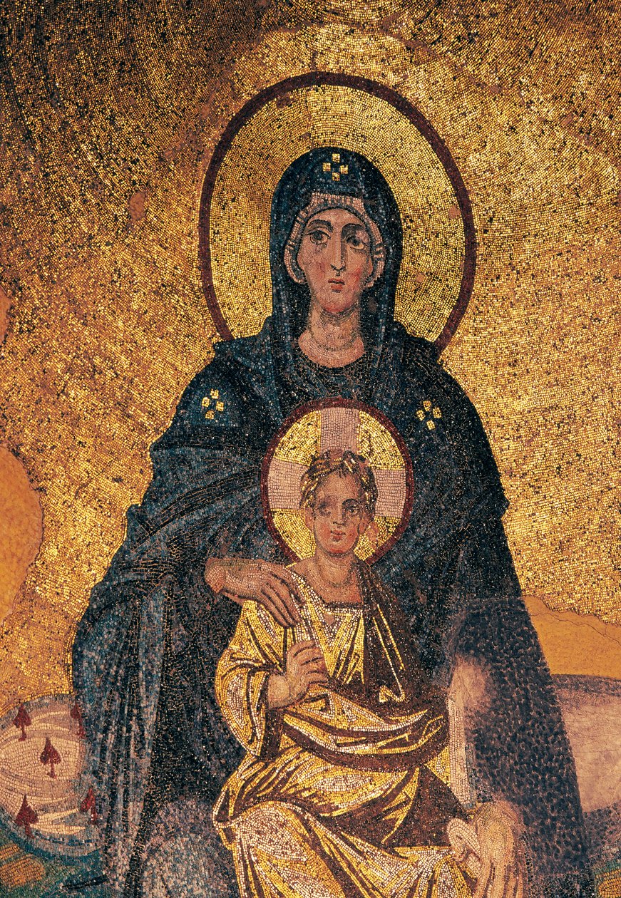Virgen y Niño entronizados (mosaico) de Byzantine Byzantine