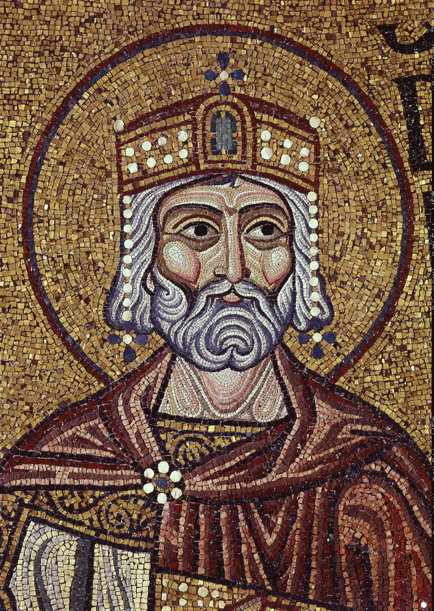 Rey David (detalle) de los mosaicos interiores en la Basílica de San Marcos, siglo XII de Byzantine Byzantine