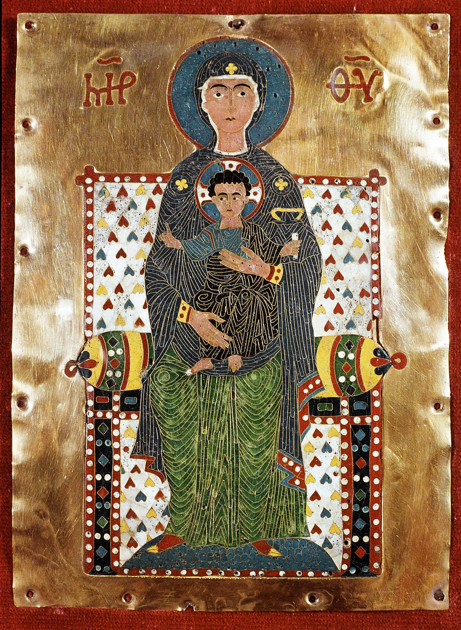 Arte Bizantino: "Virgin with child" (Virgen con el niño) Emaux du 12th century (Esmalte de Byzantine School