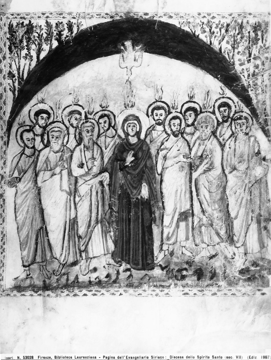 Descenso del Espíritu Santo, folio de los Evangelios de Rabula, 586 d.C. de Byzantine School