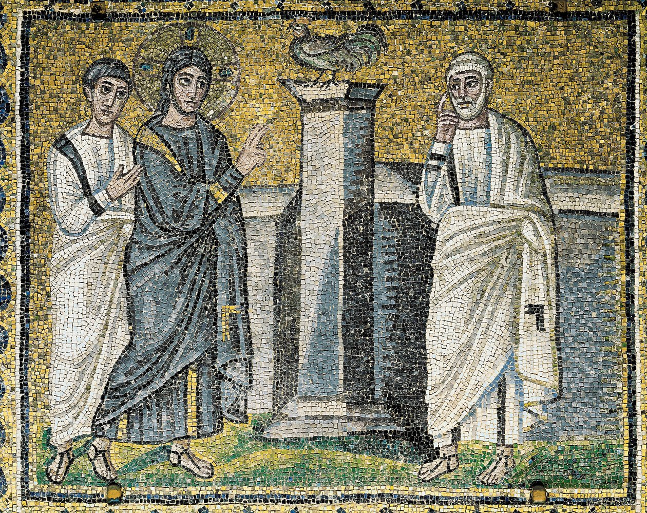 Jesús predice la negación de Pedro, escenas de la vida de Cristo (mosaico) de Byzantine School