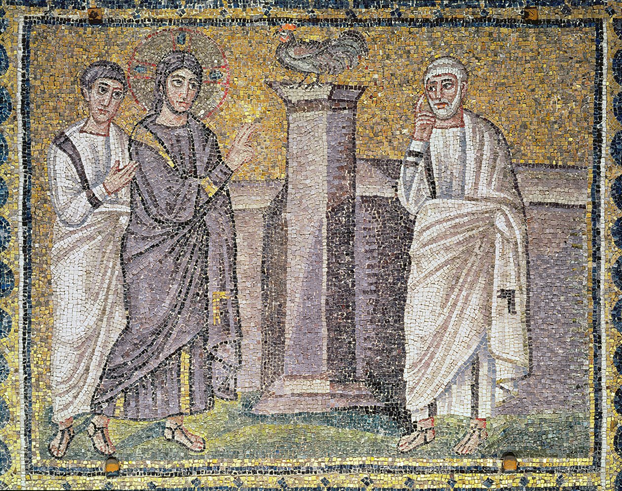 Jesús predice la negación de Pedro, escenas de la vida de Cristo de Byzantine School