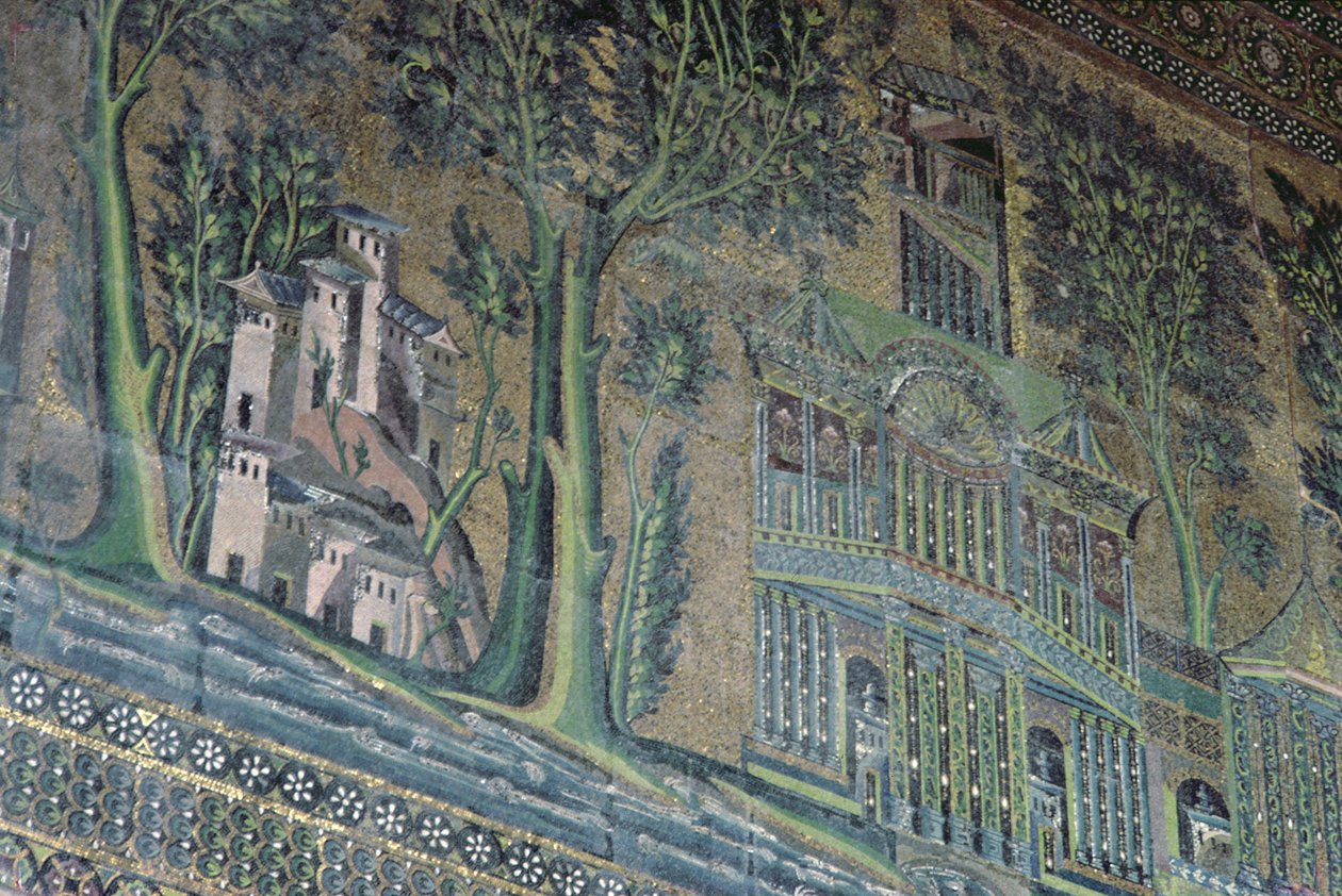 Mosaicos en el pórtico oeste, siglo VIII de Byzantine School