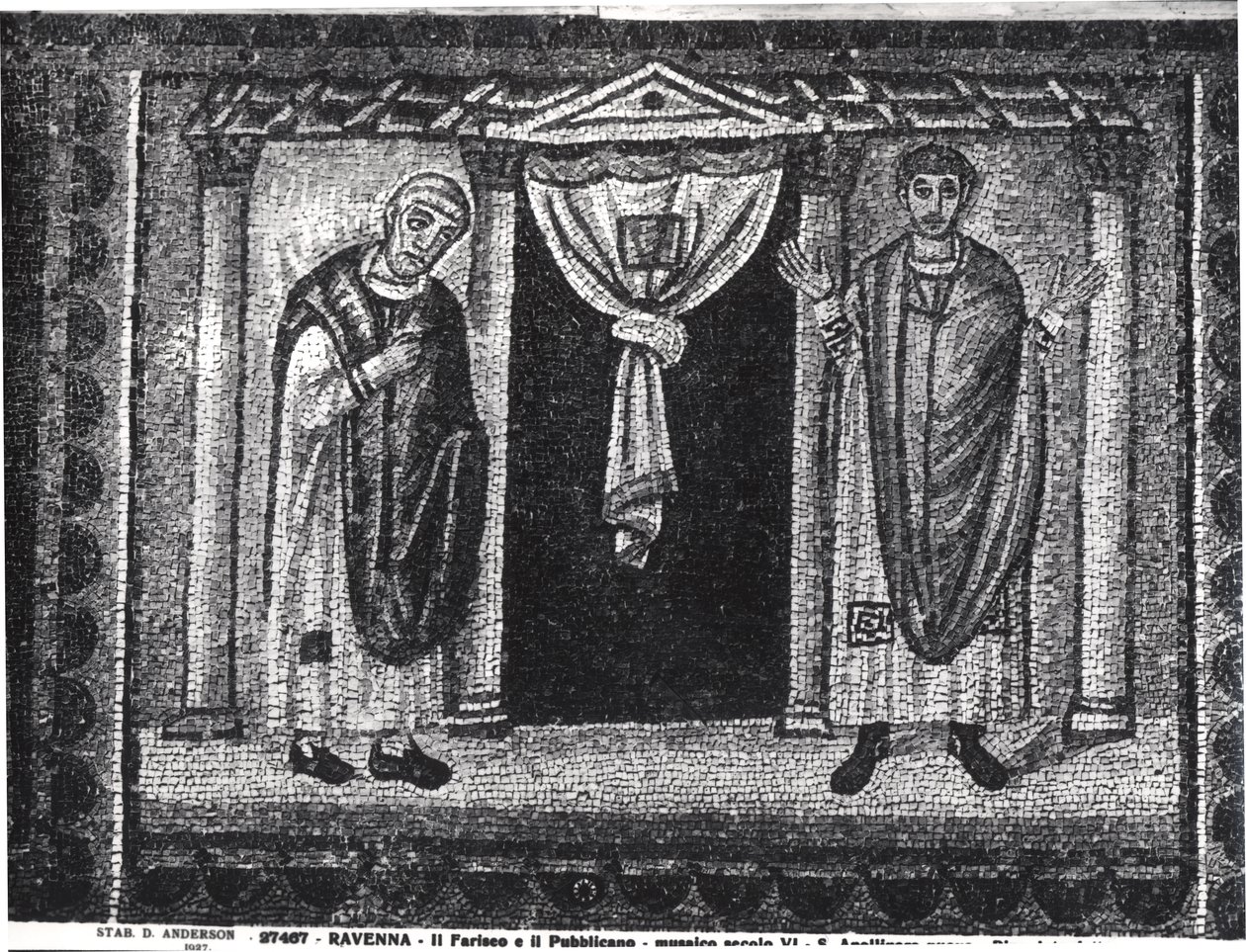Parábola del Fariseo y el Recaudador de Impuestos (mosaico) de Byzantine School