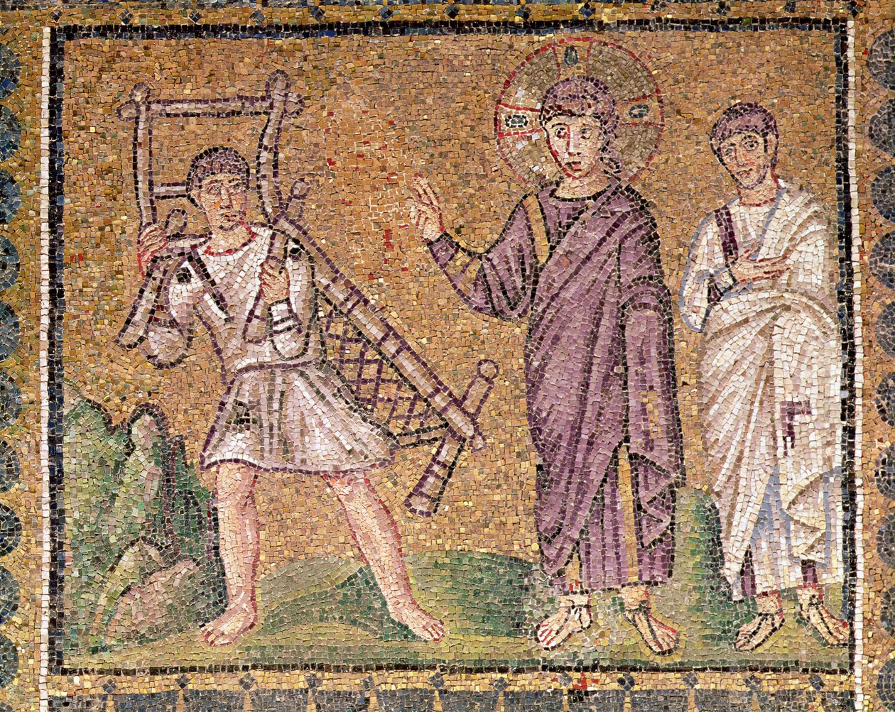 La curación del paralítico de Capernaum, escenas de la vida de Cristo de Byzantine School