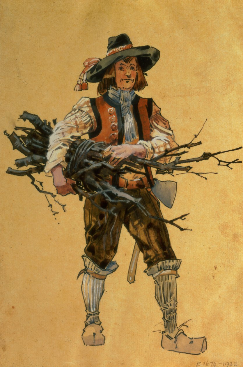 Un guardabosques, diseño de vestuario para Como gustéis, producido por R. Courtneidge en el Teatro Princes, Manchester de C. Wilhelm