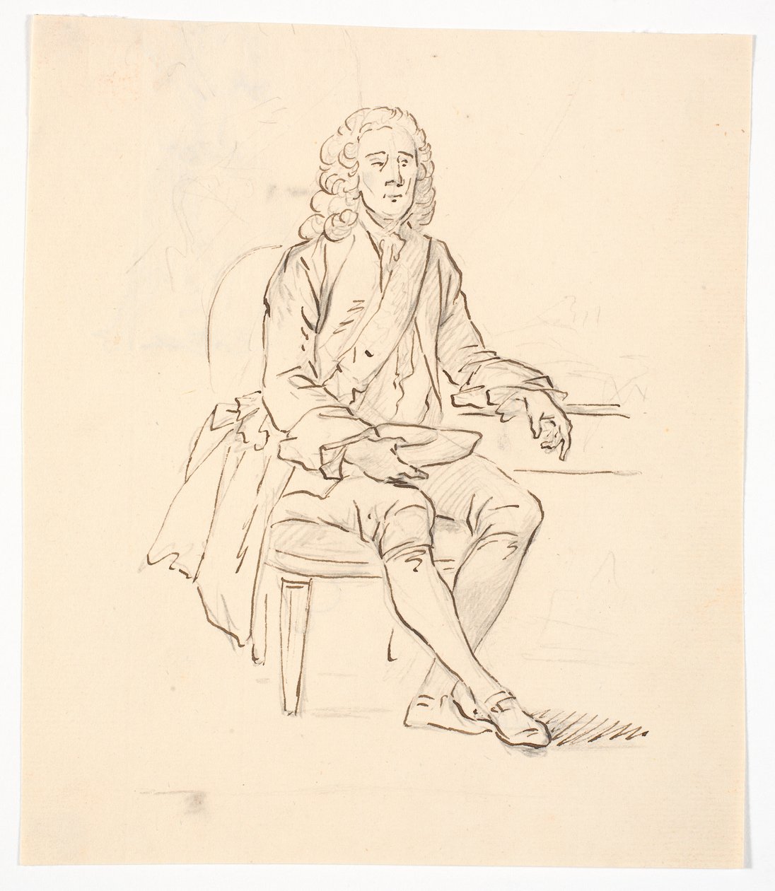 Caballero sentado con peluca y banda de orden de C.A. Lorentzen