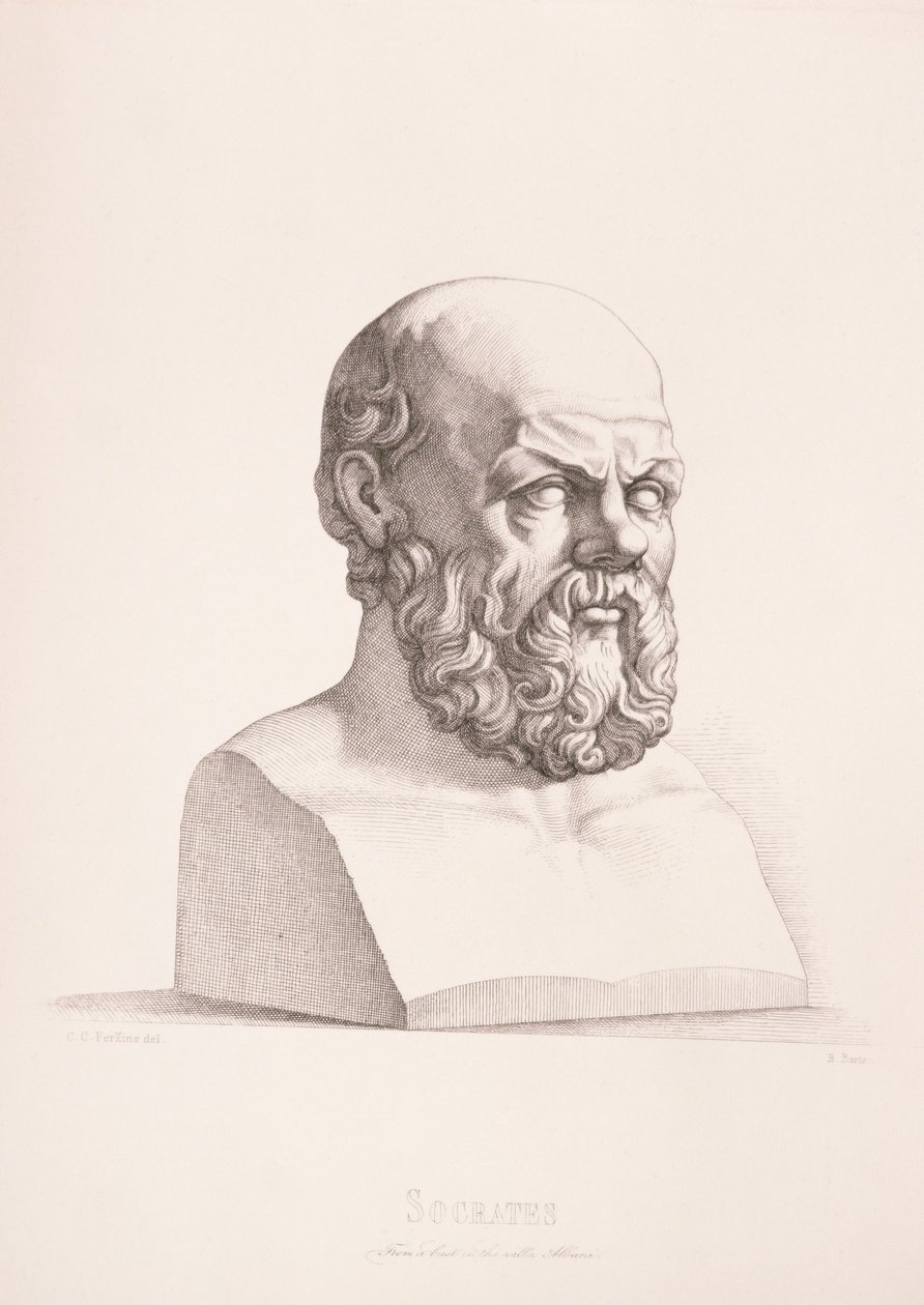 Retrato de Sócrates (c.470-399 a.C.) grabado por B. Barloccini, 1849 de C.C Perkins