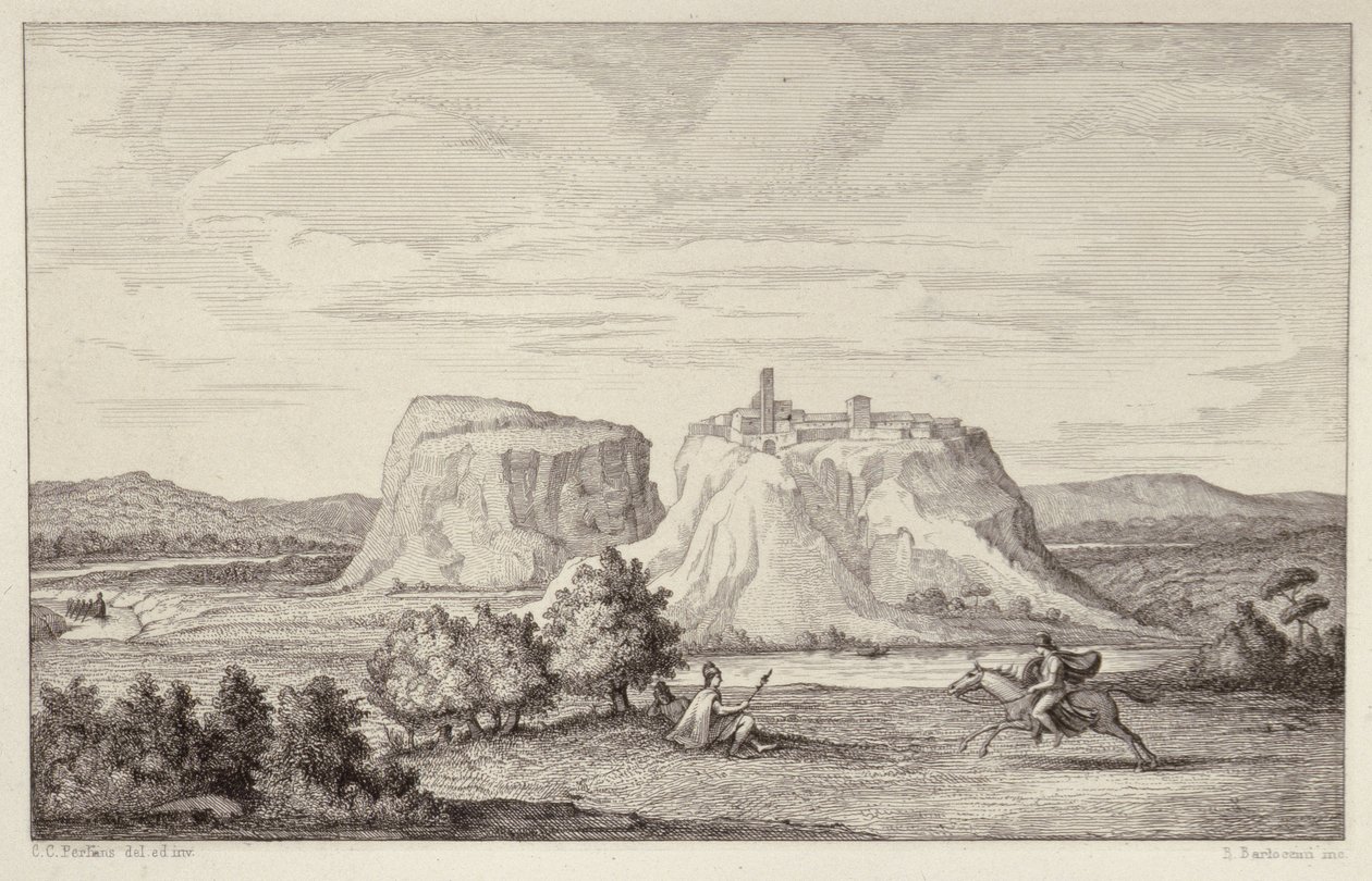 Vista Imaginaria de la Roma Antigua, grabado por B.Barloccini, 1849 de C.C Perkins