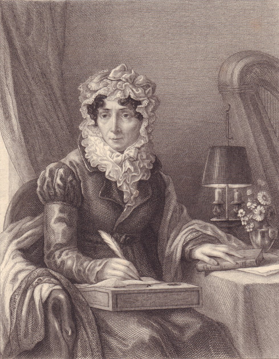 Retrato de la escritora francesa Stephanie-Felicite Ducrest de Saint Aubin, Madame de Genlis (1746-1830), grabado de J.B. and Brown J. Rowbotham