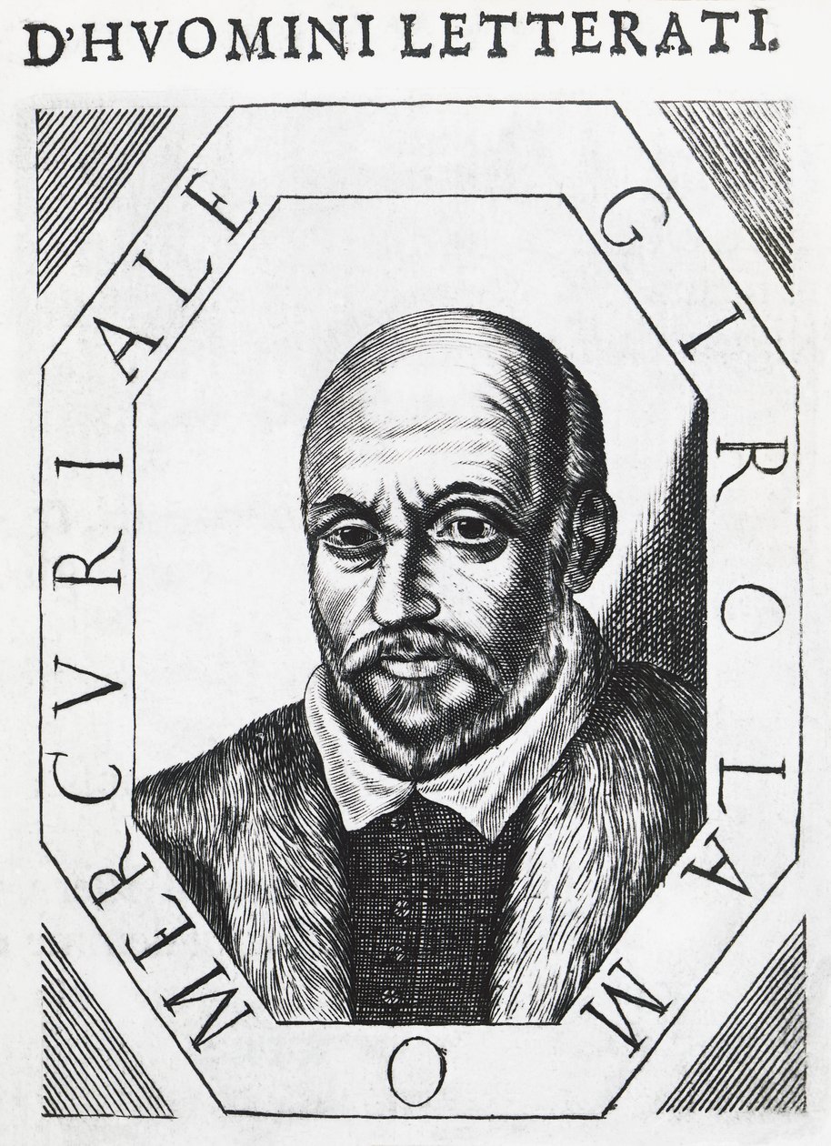 Retrato de Girolamo Mercuriale (1530-1606), médico y filósofo italiano, dibujo a tinta de J.B. and Brown J. Rowbotham