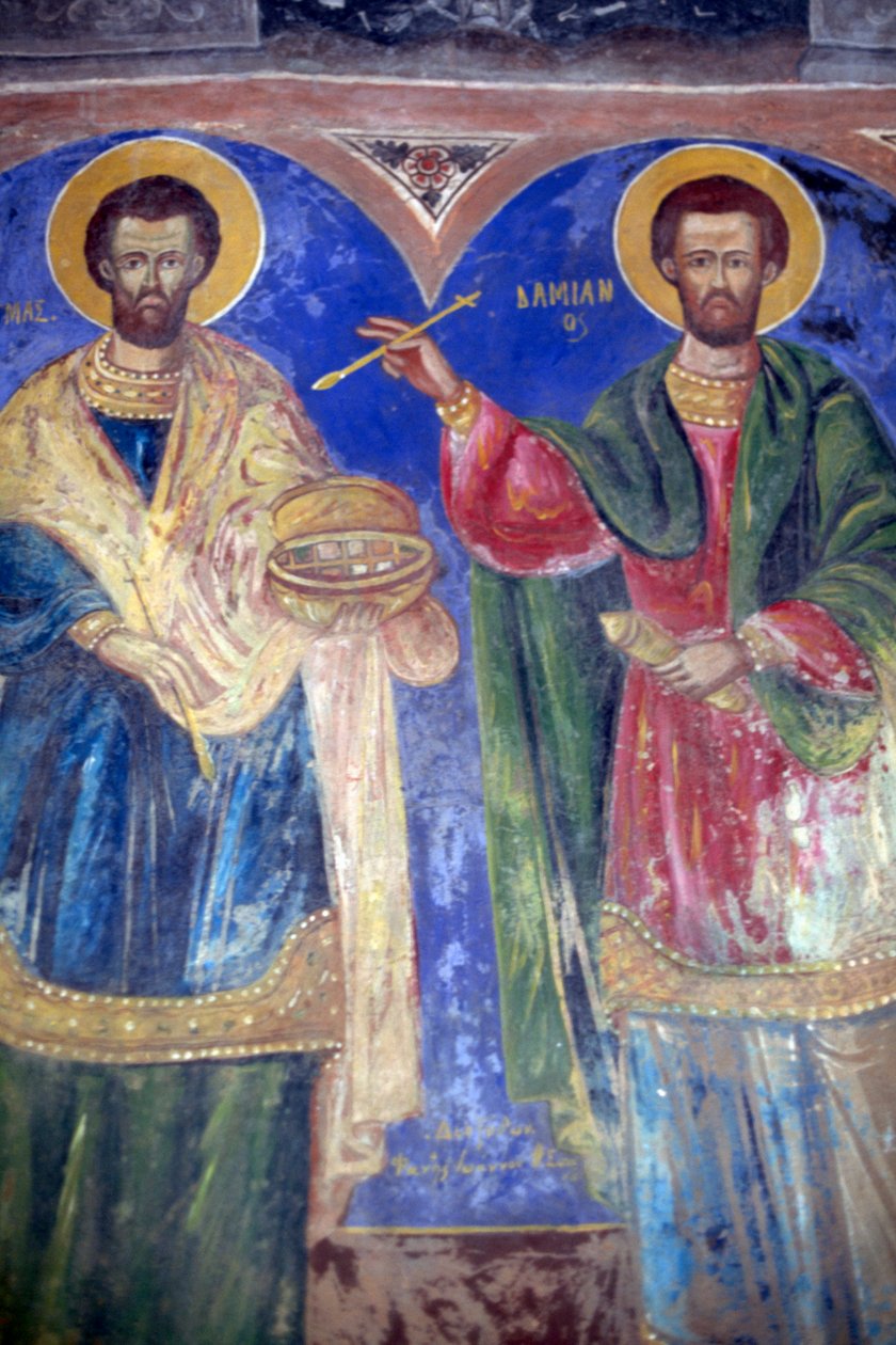 Santos Cosme y Damián, Monasterio de Megalo Sotiris, isla de Symi, Grecia (foto) de J.B. and Brown J. Rowbotham