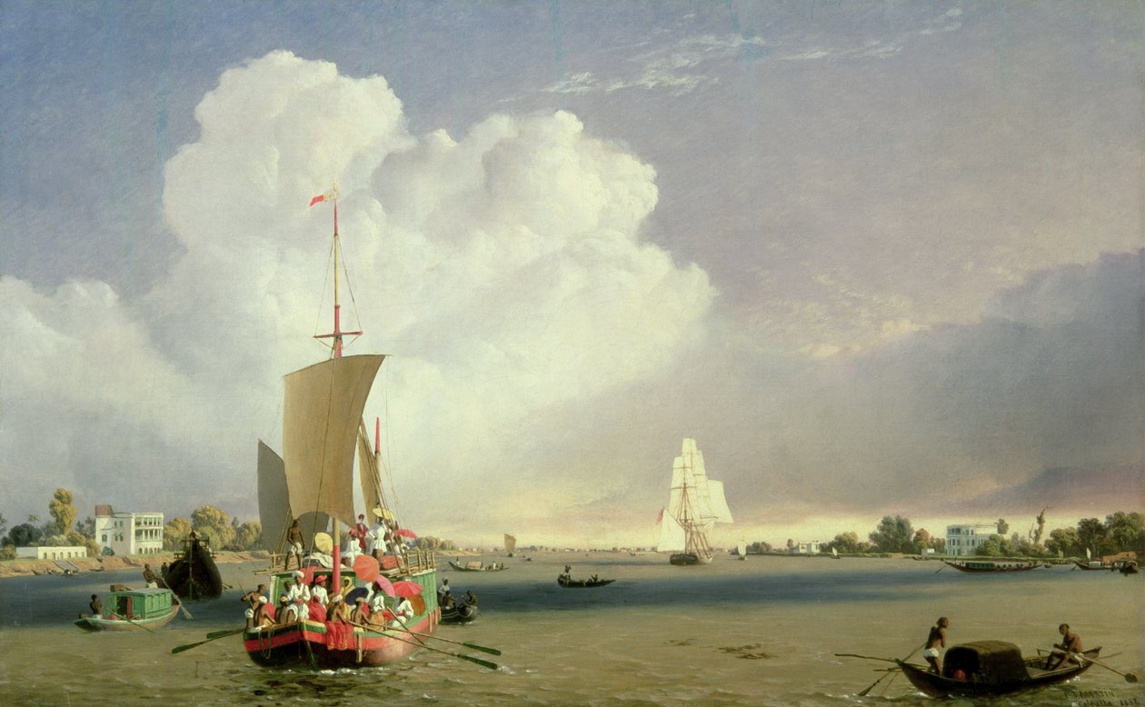 En el río Hoogly en Garden Reach, cerca de Calcuta, 1852 de C.J. Martin