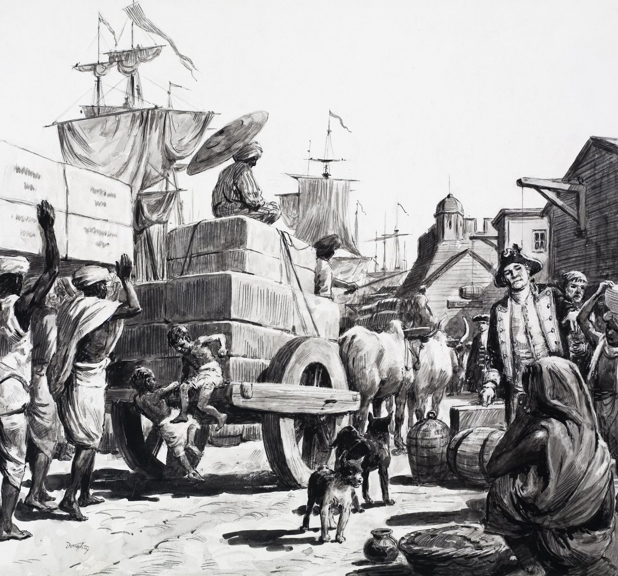 A Entrega de mercancías en los almacenes de la Compañía de las Indias Orientales de C.L. Doughty