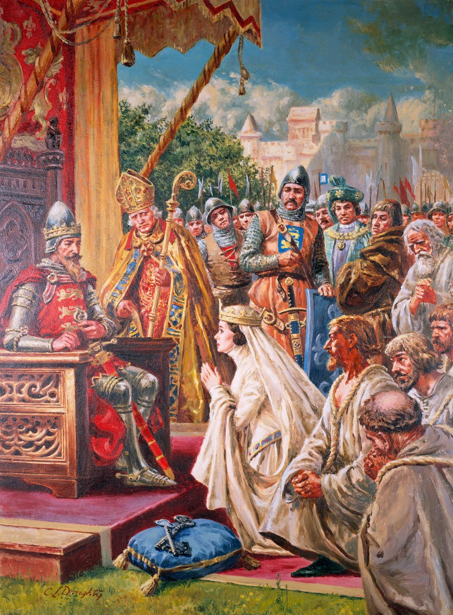 Un desfile de reyes - La Guerra de los Cien Años (gouache sobre papel) de C.L. Doughty