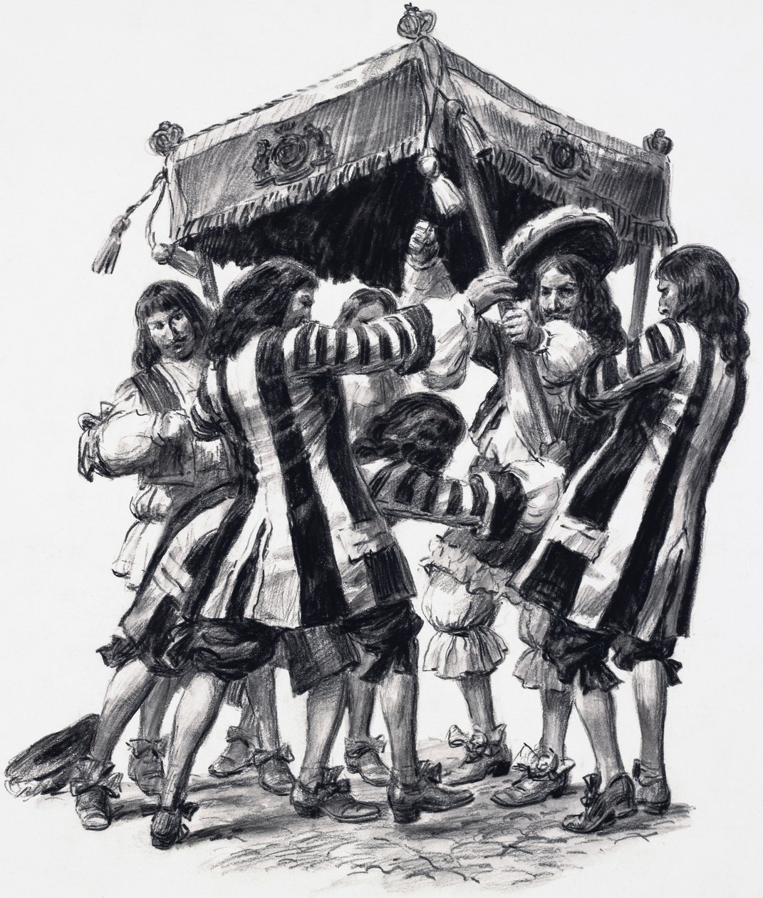 Coronación de Carlos II (gouache sobre papel) de C.L. Doughty