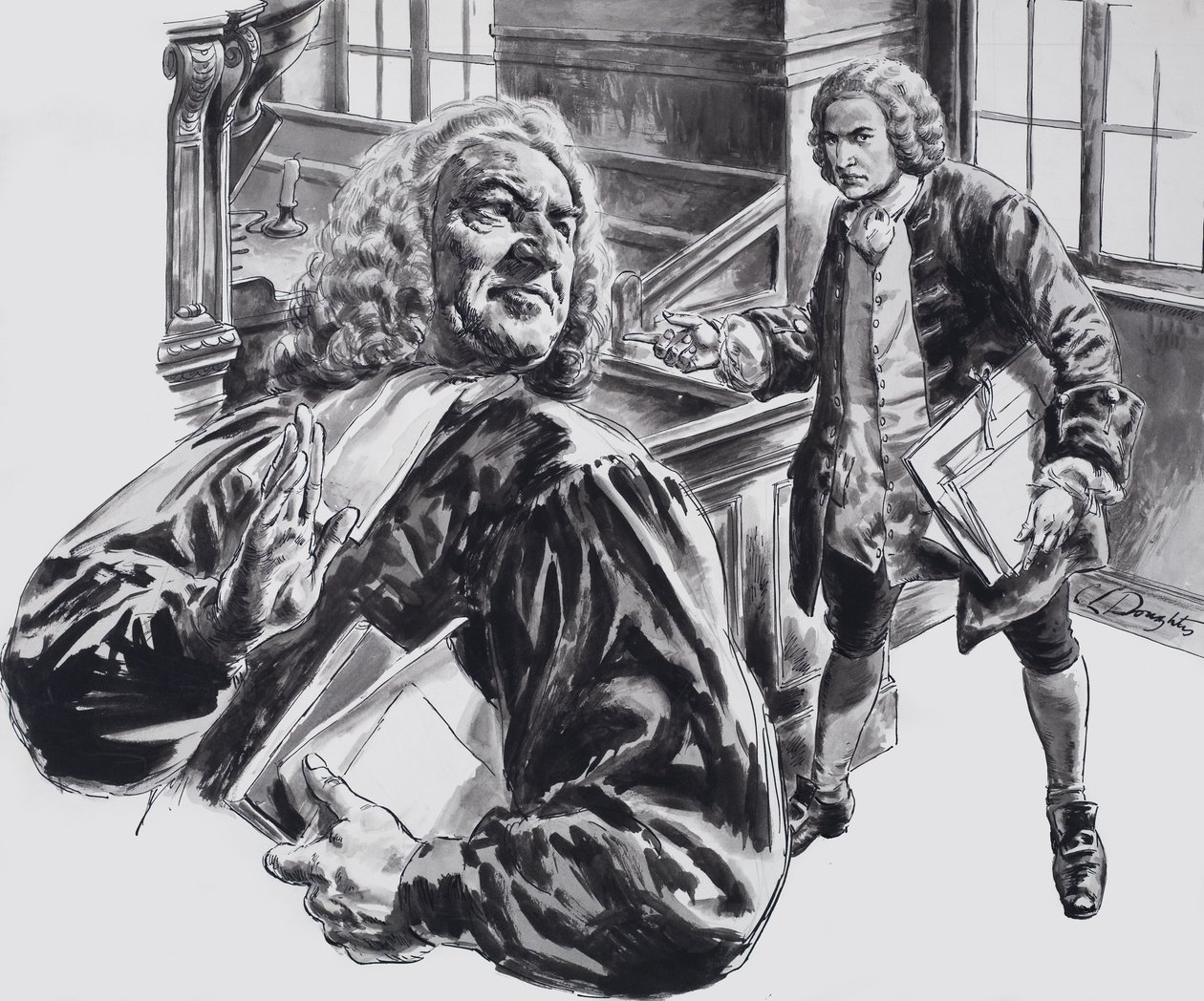 Johann Sebastian Bach (gouache sobre papel) de C.L. Doughty