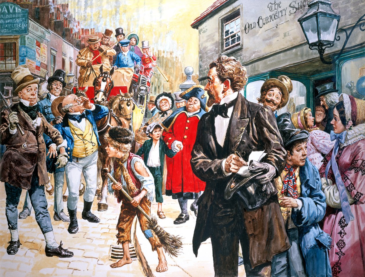 Old Curiosity Shop" de Charles Dickens escrito en 1840-1 (gouache sobre papel) de C.L. Doughty
