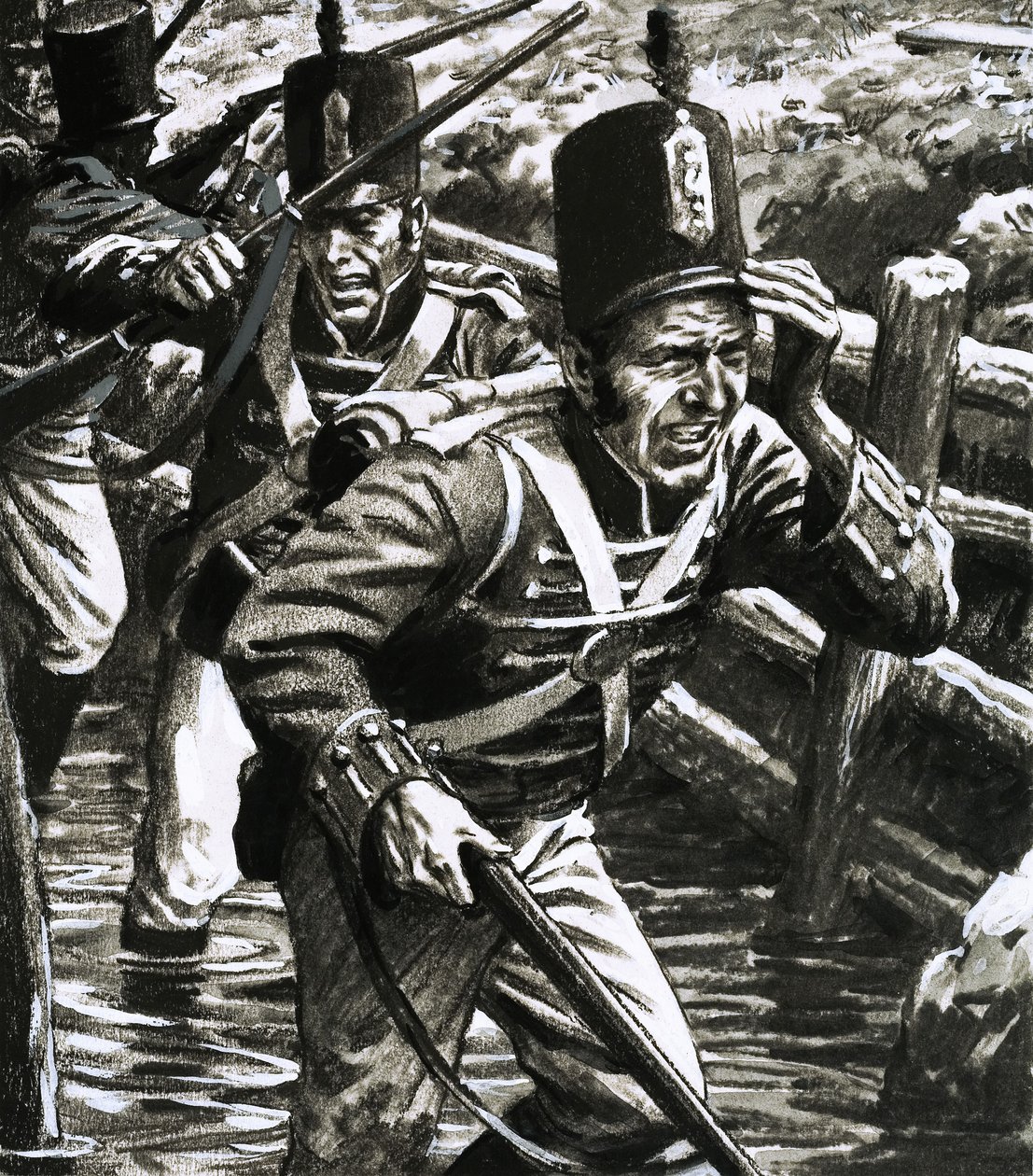 Soldados en las líneas británicas inundadas en Flushing de C.L. Doughty