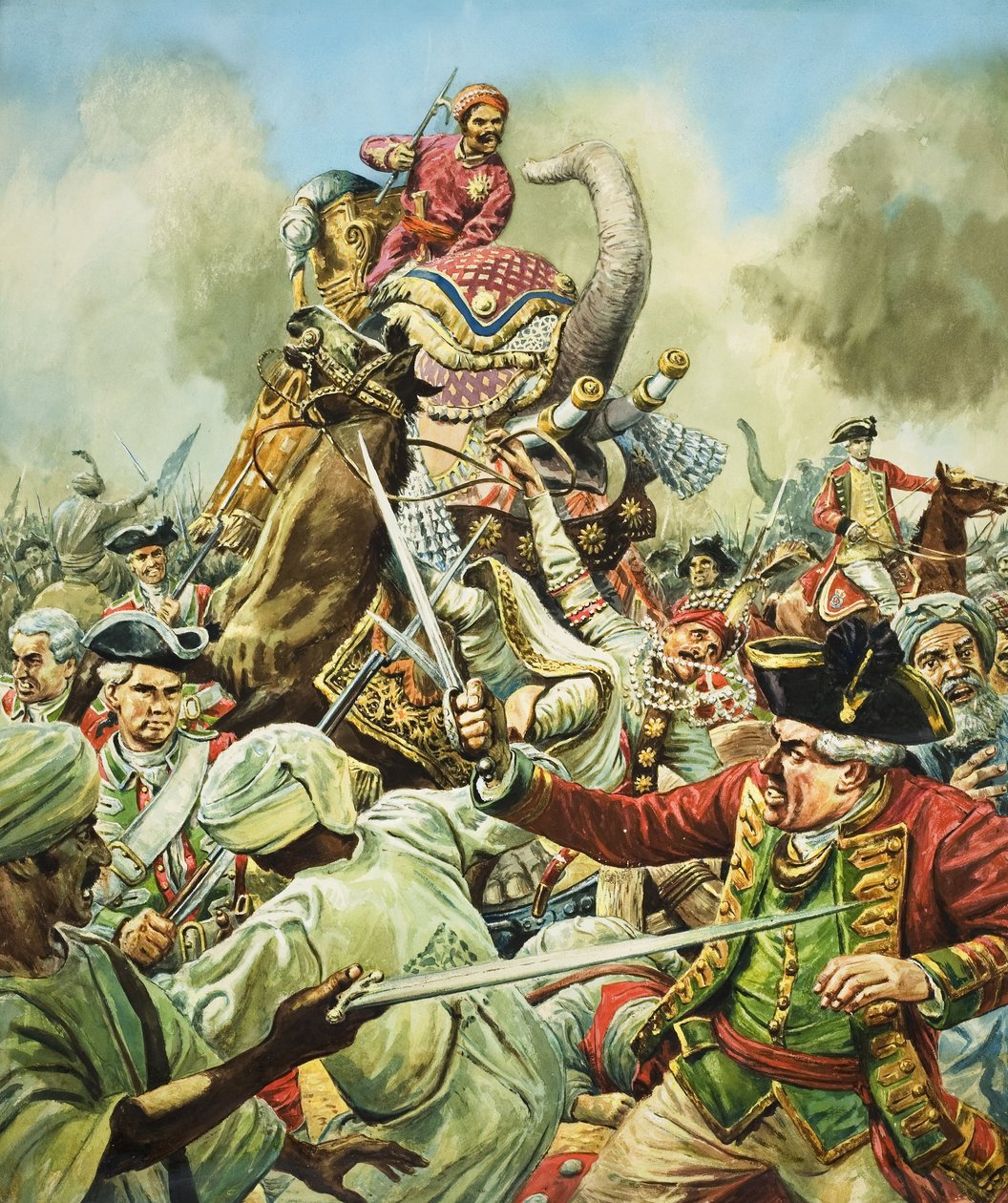La batalla de Arcot (gouache sobre papel) de C.L. Doughty