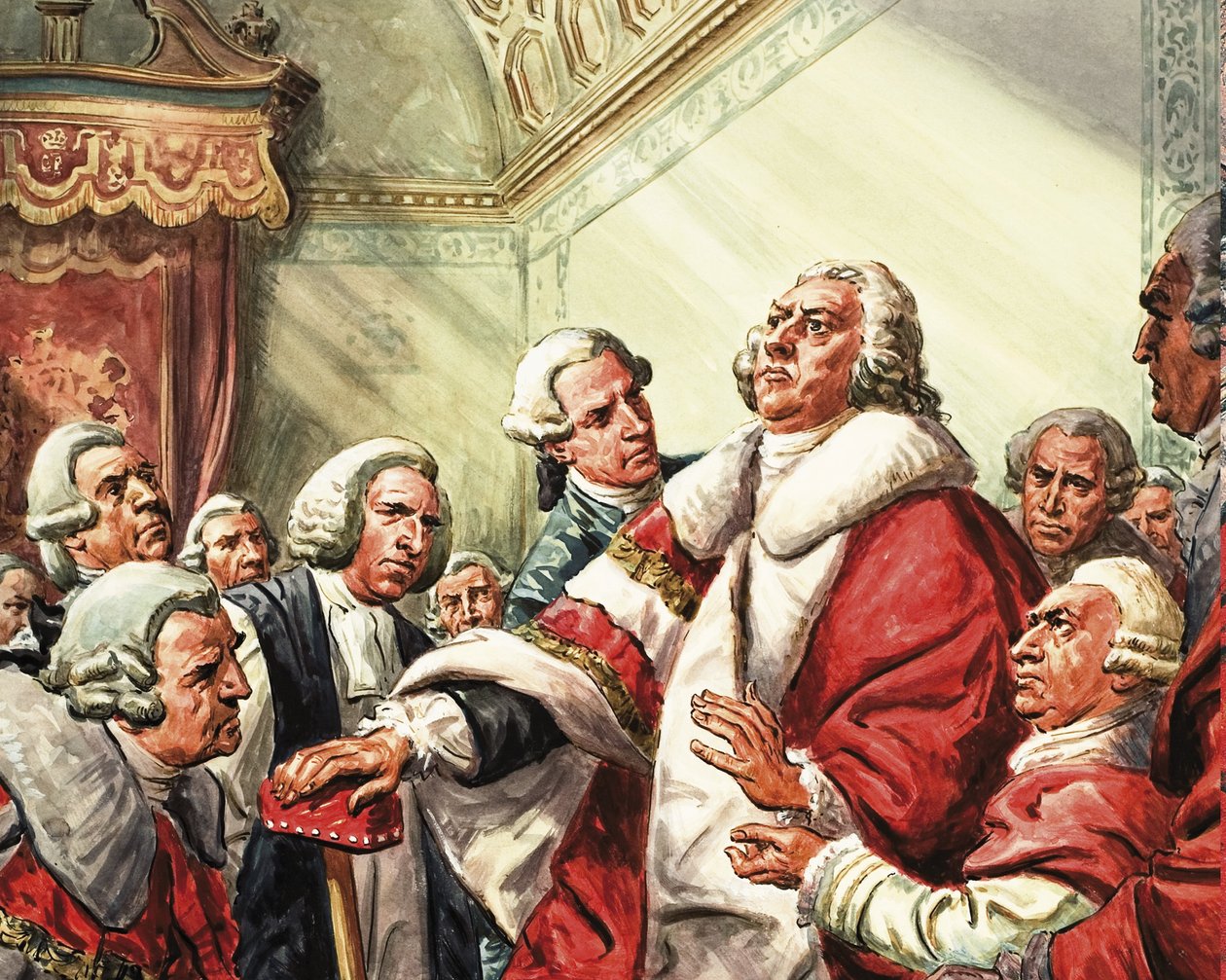 William Pitt pronuncia su último discurso en el Parlamento en 1778 de C.L. Doughty