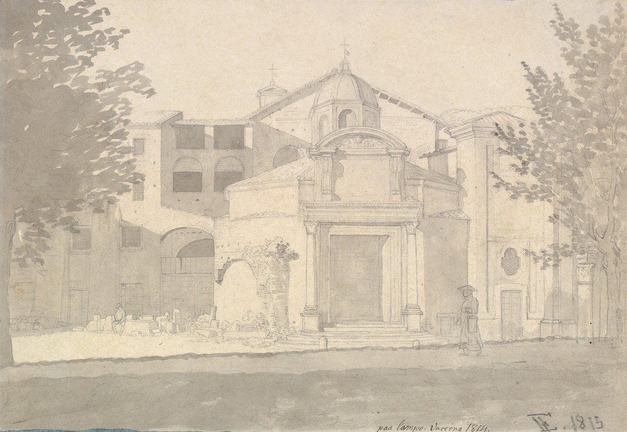 Una sección de la Vía Sacra, Roma La Iglesia de los Santos Cosme y Damián de Christoffer Wilhelm Eckersberg