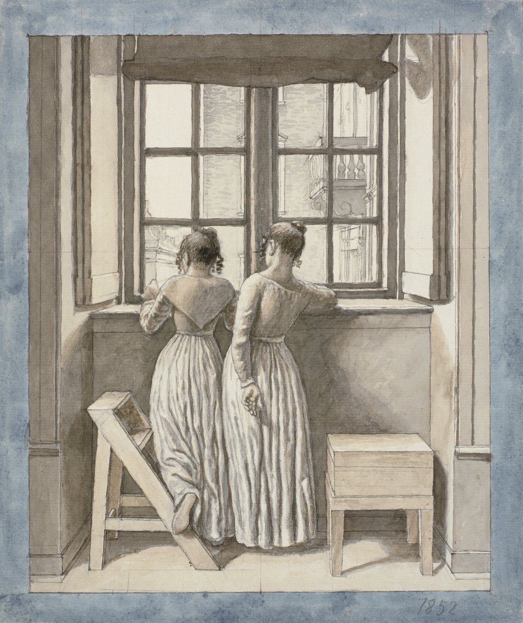 En una ventana en el estudio del artista de Christoffer Wilhelm Eckersberg