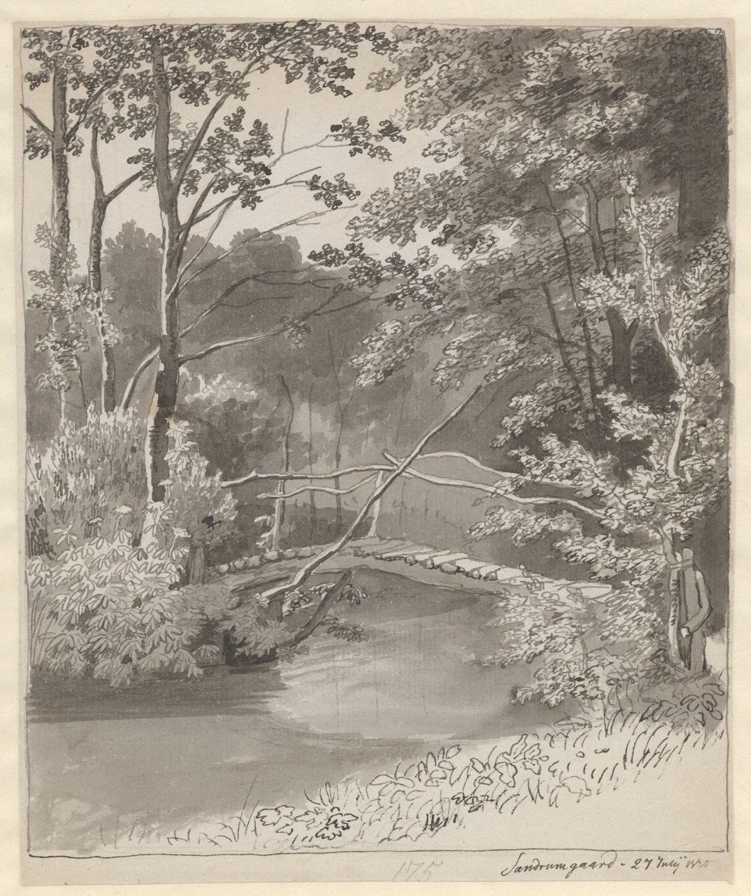 Puente en el jardín de Sanderumgaard de Christoffer Wilhelm Eckersberg