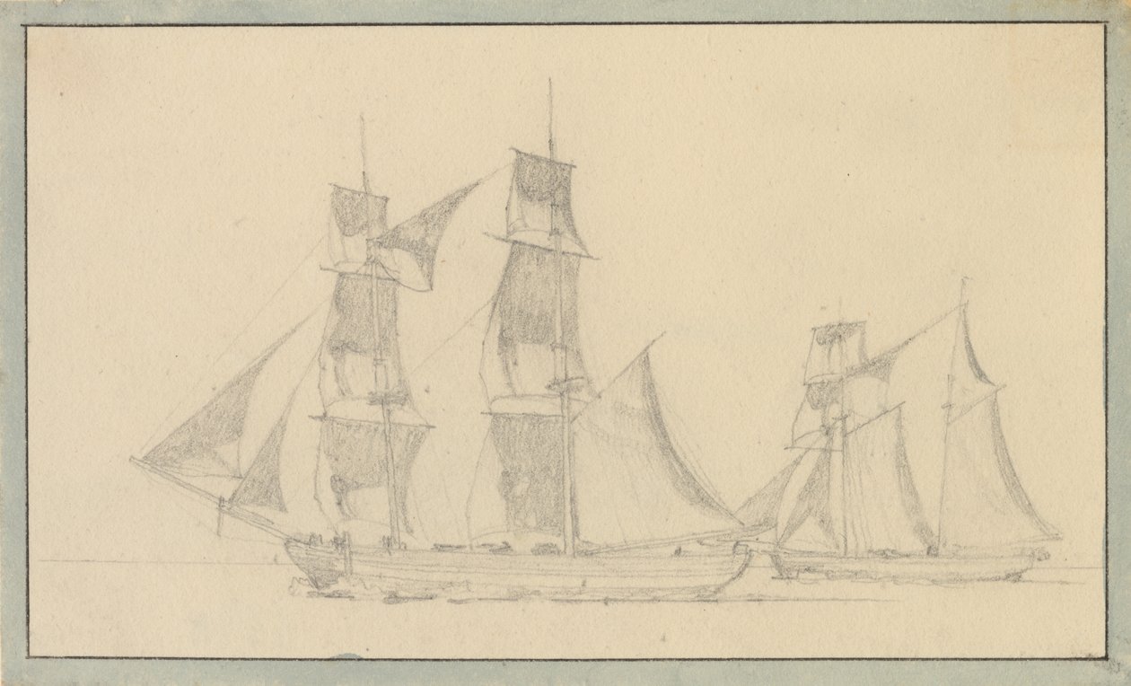 Un bergantín y una goleta bajo vela de Christoffer Wilhelm Eckersberg
