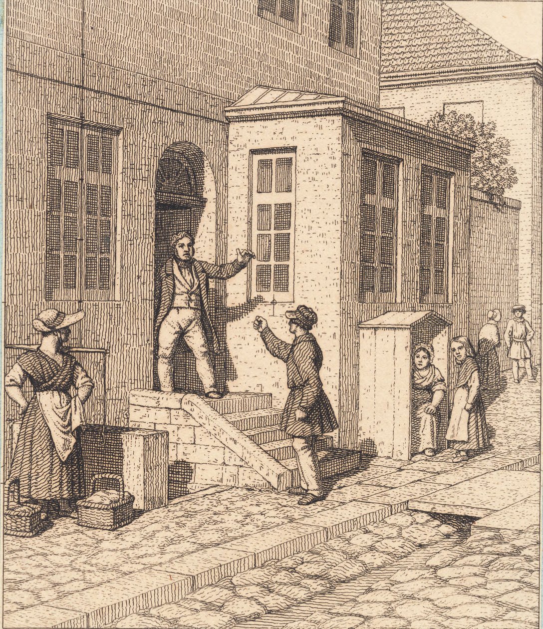 Escena callejera. Ilustración para "Linearperspectiven", Tabla VII de Christoffer Wilhelm Eckersberg