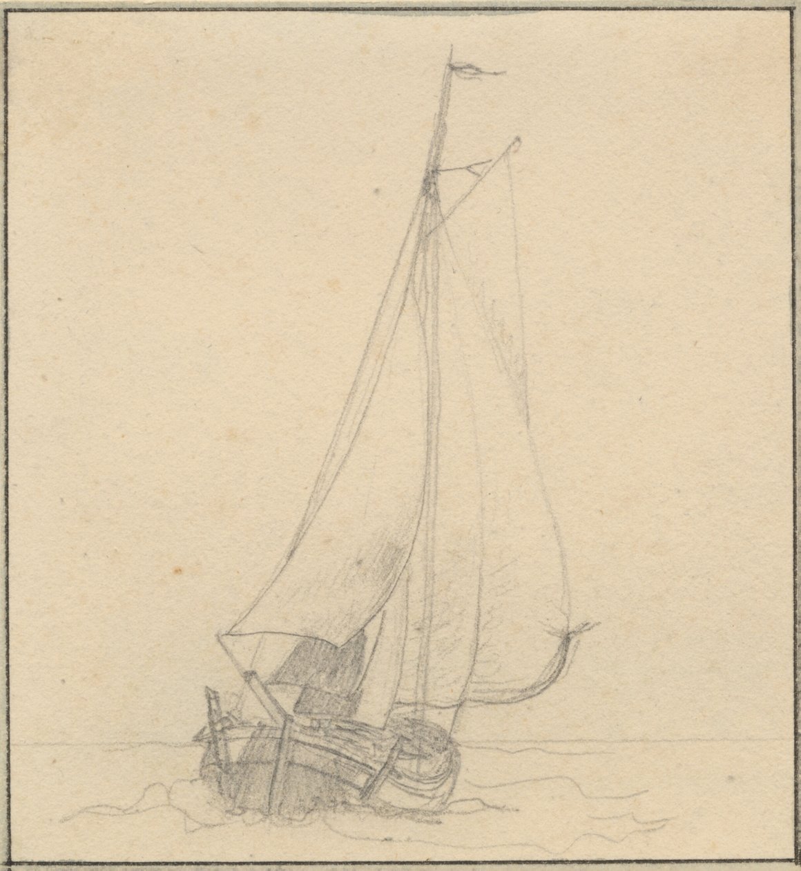 En jagt under sejl set forfra de Christoffer Wilhelm Eckersberg