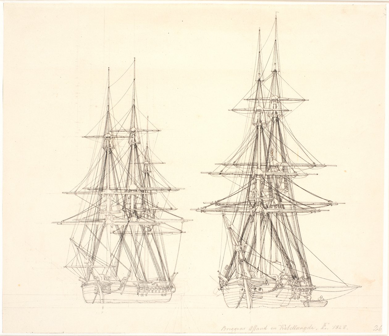 Una corbeta y un bergantín anclados de Christoffer Wilhelm Eckersberg