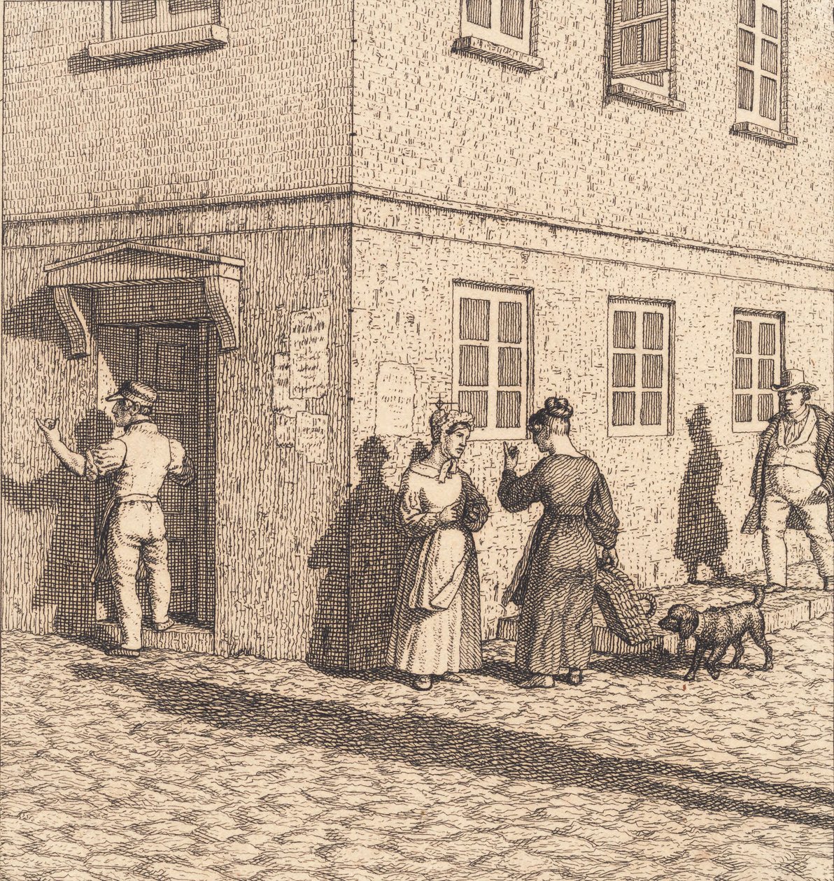 Una esquina de la calle. Ilustración para "Linearperspectiven", Tabla VII de Christoffer Wilhelm Eckersberg