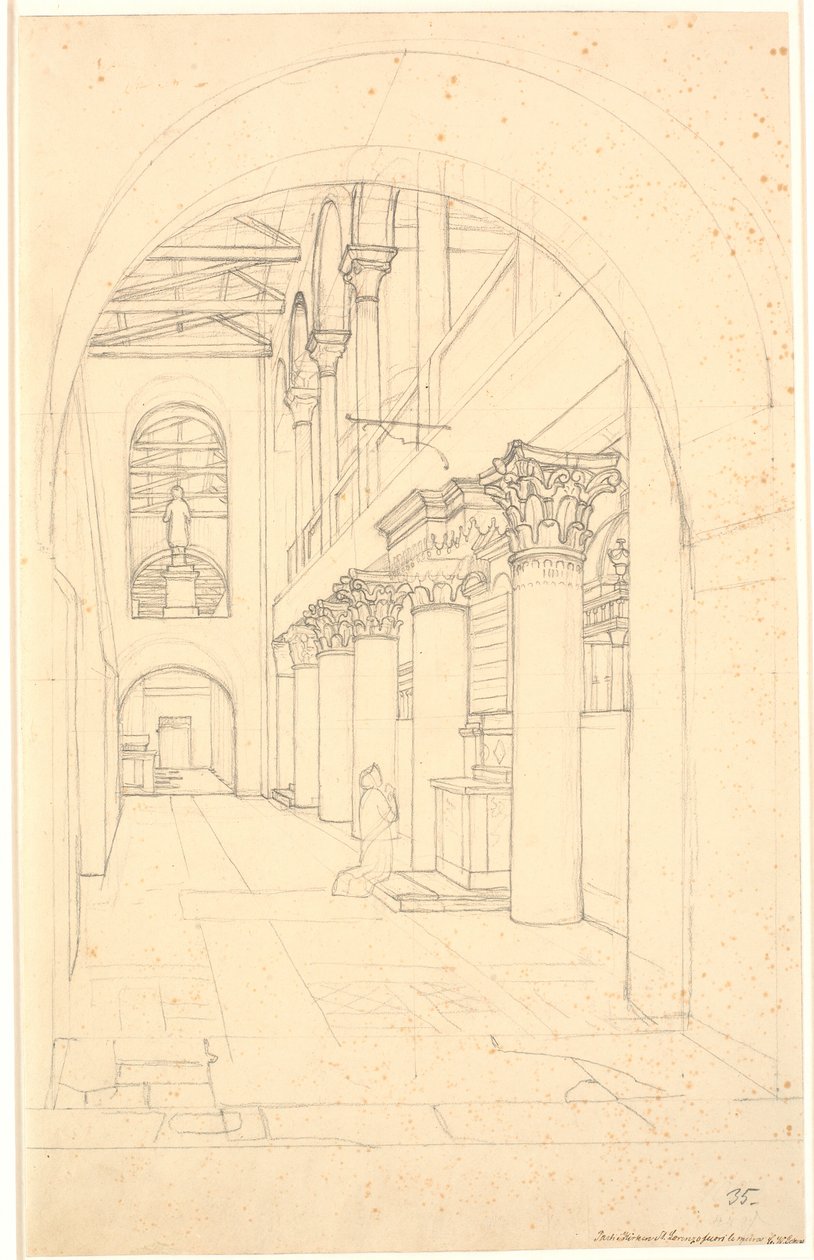 Una parte de la iglesia S. Lorenzo fuori le Mura, Roma de Christoffer Wilhelm Eckersberg