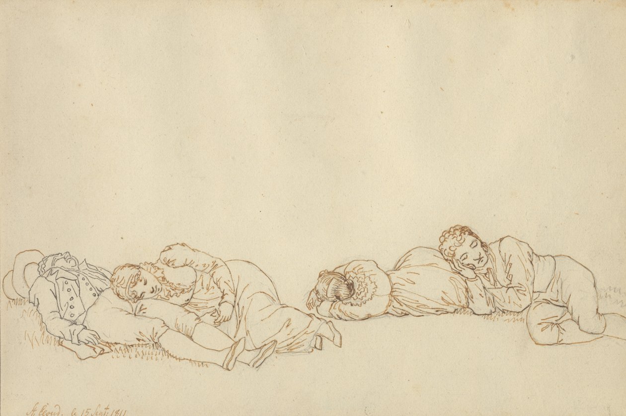 Cuatro parisinos durmiendo de Christoffer Wilhelm Eckersberg