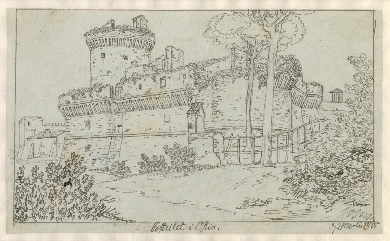 El castillo en Ostia de Christoffer Wilhelm Eckersberg