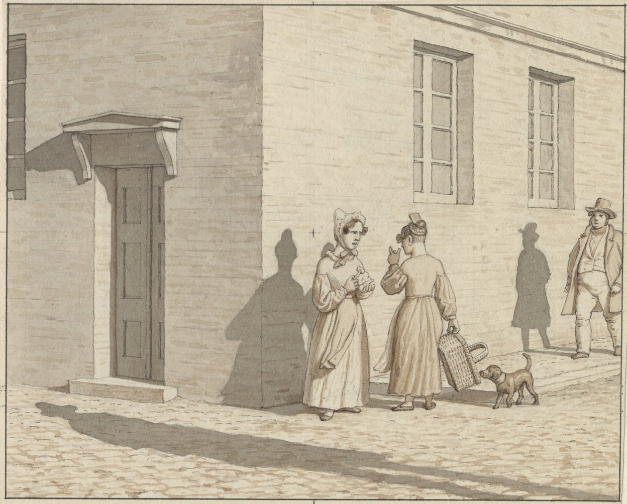 Perspectiva lineal aplicada en la pintura - Placa VII, 1 - Encuentro en una esquina de la calle de Christoffer Wilhelm Eckersberg