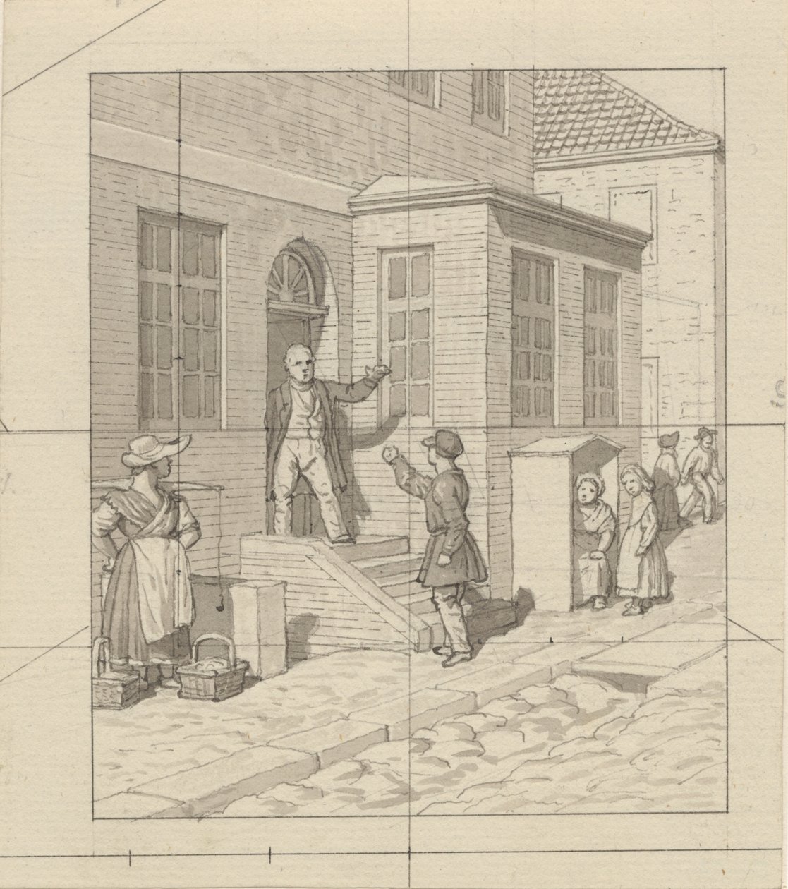 Perspectiva lineal aplicada al arte de la pintura - Tabla VII, 2 - Disputa en la escalera de la calle de Christoffer Wilhelm Eckersberg