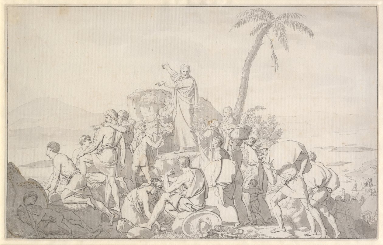 Moisés divide las aguas y el ejército del faraón es engullido de Christoffer Wilhelm Eckersberg