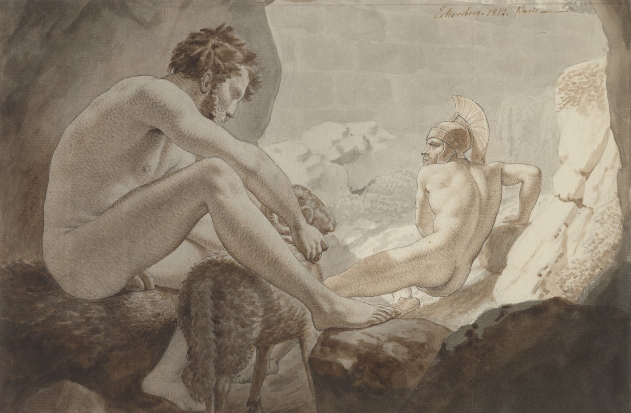 Odiseo huye de Polifemo de Christoffer Wilhelm Eckersberg
