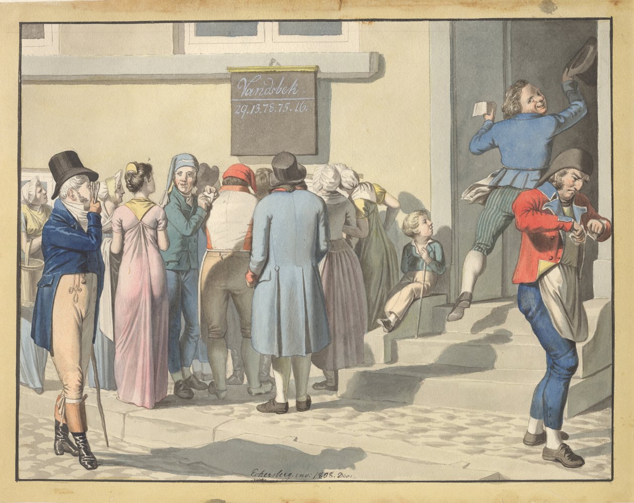 Fuera de la agencia de lotería de Christoffer Wilhelm Eckersberg
