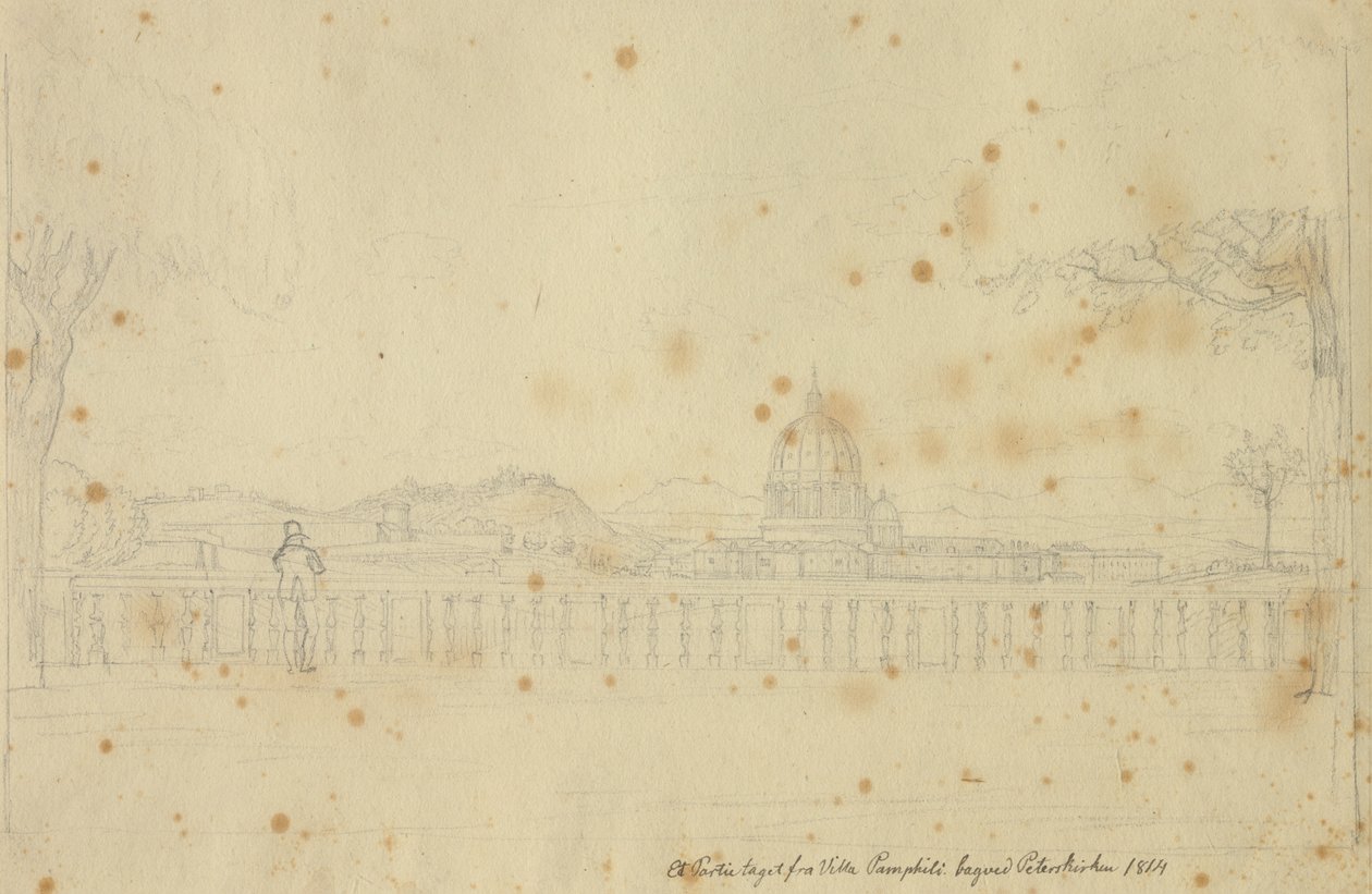 Parte de Villa Pamphili hacia la Basílica de San Pedro de Christoffer Wilhelm Eckersberg