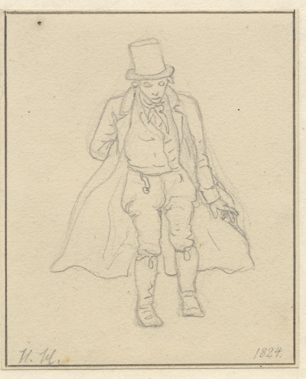 Retrato del pintor Hans Hansen, figura completa de Christoffer Wilhelm Eckersberg