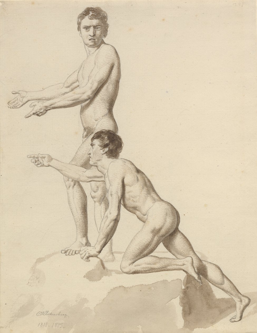 Dos israelitas sobre una roca de Christoffer Wilhelm Eckersberg