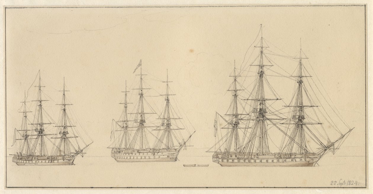 Tres barcos de línea rusos de Christoffer Wilhelm Eckersberg