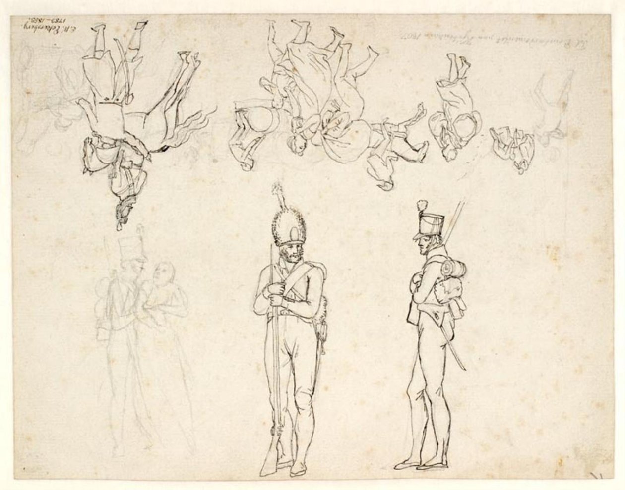 Boceto para una serie de figuras en una representación del bombardeo de Copenhague de Christoffer Wilhelm Eckersberg