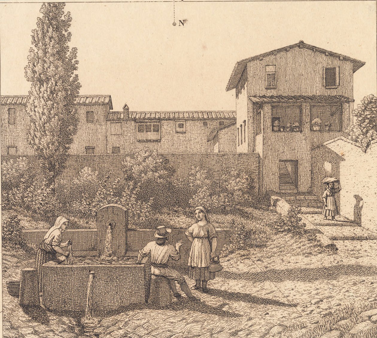 Vista de un pueblo italiano de Christoffer Wilhelm Eckersberg