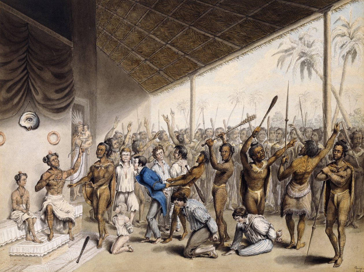 Un Jefe Nativo Ordenando la Ejecución de Europeos, 1817 de C. Bray